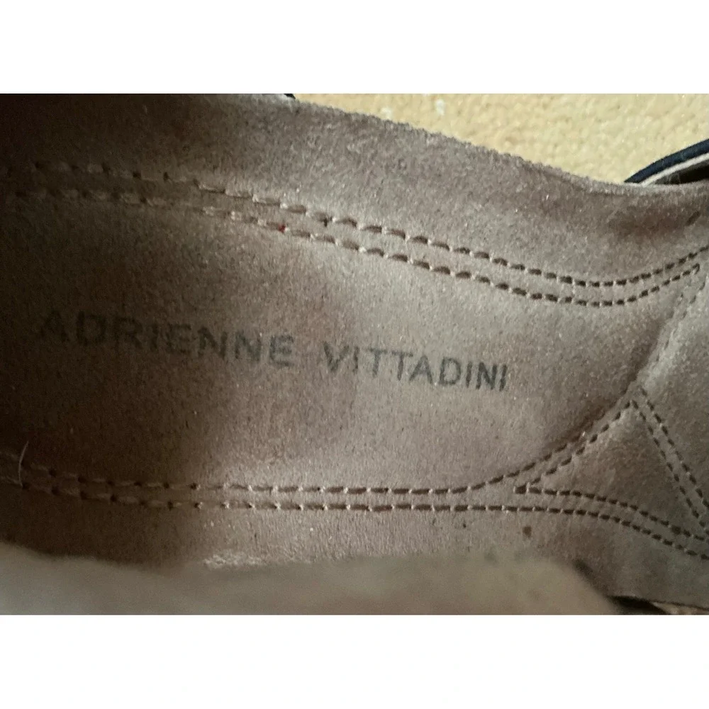 Adrienne Vittadini Women Black Suede Whimsy Wedge Sandal Peep Toe w/Zipper Sz7.5